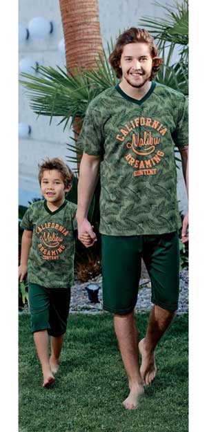 пижамы мужские купить зеленая футболка с принтом CALIFORNIA DREAMING 406