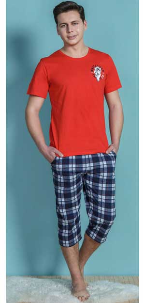 купить мужскую пижаму в магазине оранжевая футболка с принтом WHITE TIGER 413